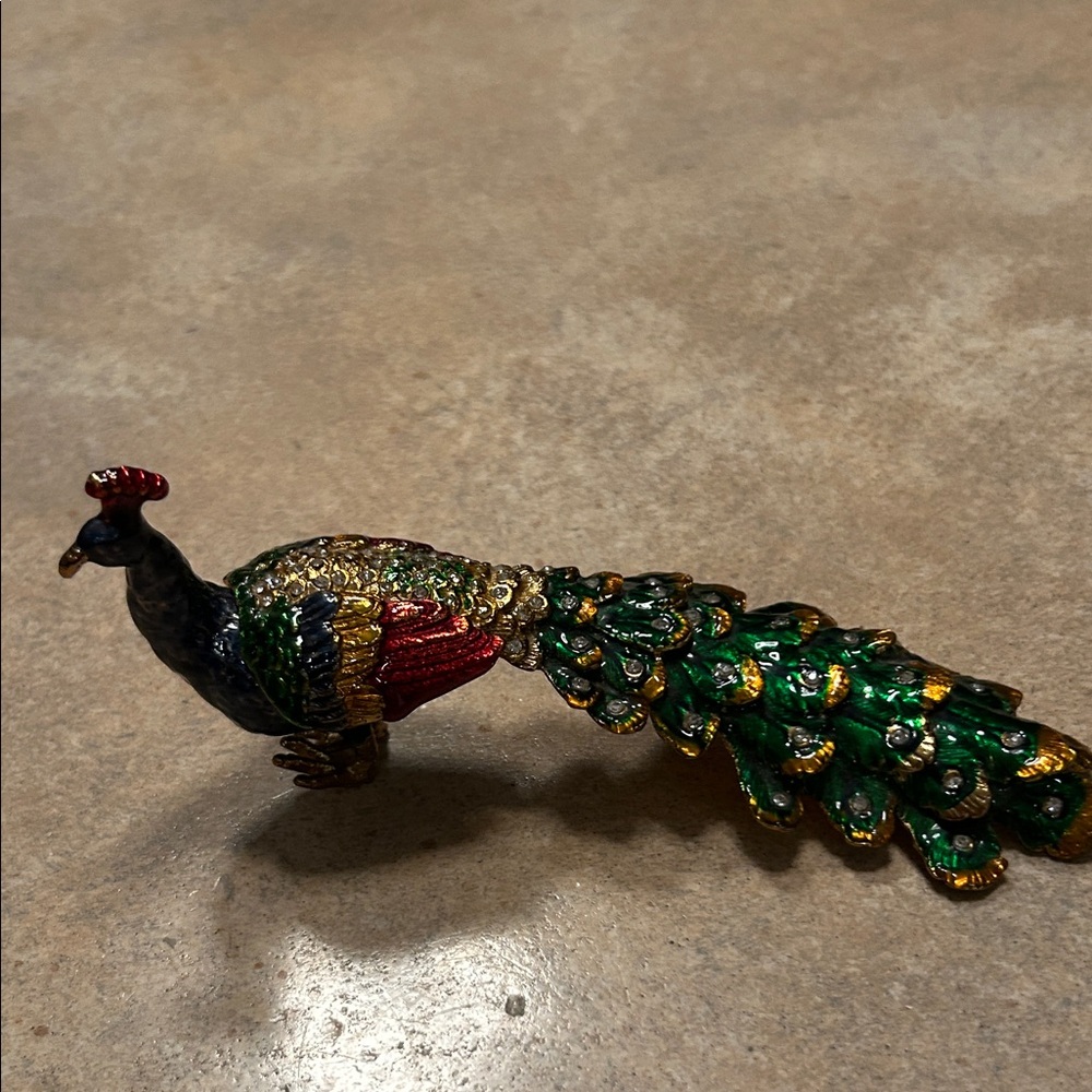 Colorful Peacock Figurine container